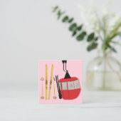 Gouden ski's en palen | Retro skilift Vakantie Roz Informatiekaartje (Staand voorkant)