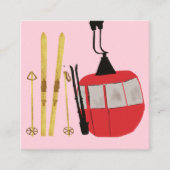 Gouden ski's en palen | Retro skilift Vakantie Roz Informatiekaartje (Voorkant)