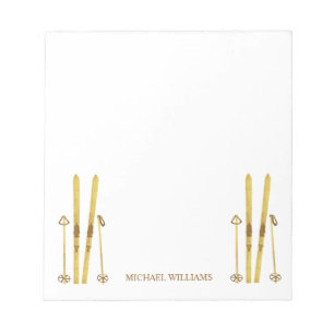 Gouden ski's Polen    Ski Illustration Cream Notitieblok