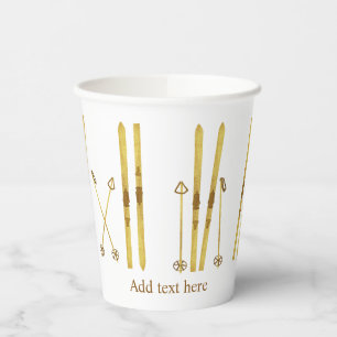 Gouden ski's Polen Ski Illustration Cream Papieren Bekers