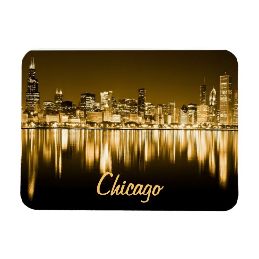 gouden skyline magneet van Chicago (Horizontaal)