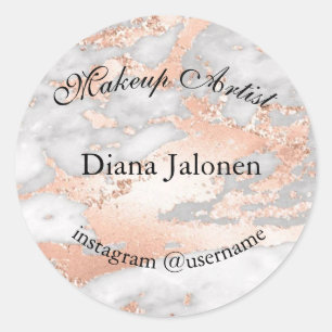 Gouden Slagen Marmer Schoonheidssalon Roze Spa Mak Ronde Sticker