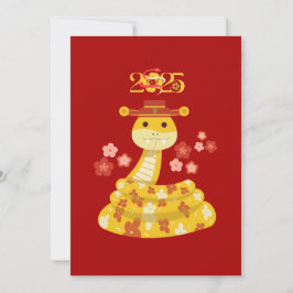 Gouden Slang met Bloemen Maand Nieuwjaar Feestdagenkaart