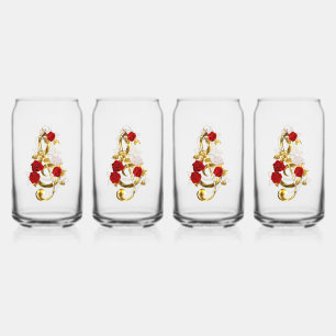 Gouden Sleutel met Rozenbloemen Blikvorm Glas