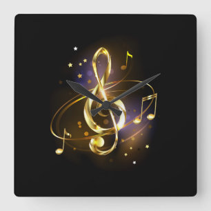 Gouden Sleutel Muziek Vierkante Klok