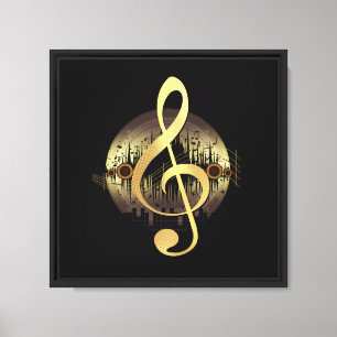 Gouden Sleutel Vinylplaat Muziekmuur Kunst Canvas Afdruk