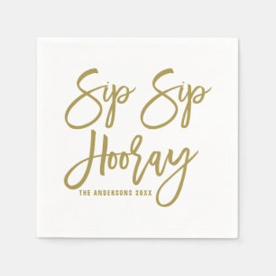 Gouden slok Hooray Hand geletterde papieren servet