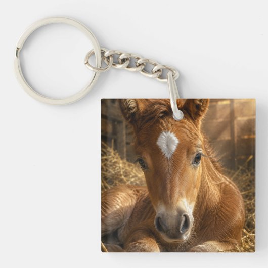 Gouden Sluimering zachte Veulen Sleutelhanger (voorkant)
