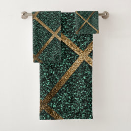 GOUDEN SMARAGD EDELSTENEN BADHANDDOEK SET BAD HANDDOEK