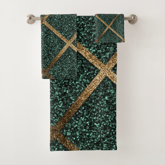 GOUDEN SMARAGD EDELSTENEN BADHANDDOEK SET BAD HANDDOEK (Insitu)