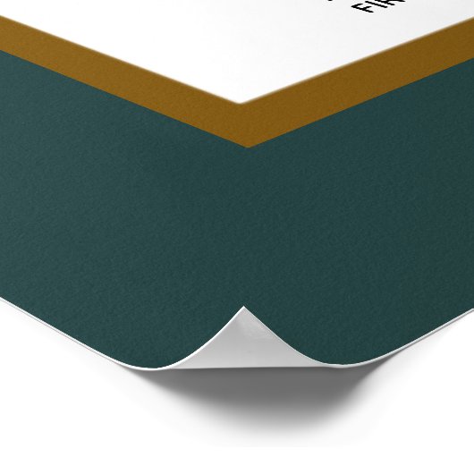 Gouden Smaragd Groene Winter Bruiloft Zitkaarten Poster (Hoek)