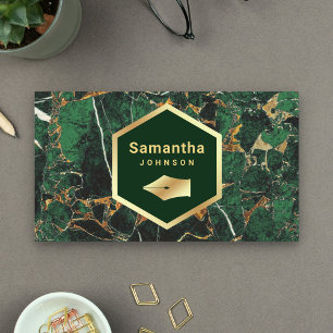 Gouden Smaragdgroene Marmeren Penpunt Professionel Visitekaartje