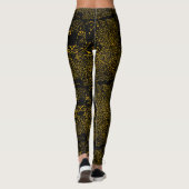 Gouden Sneeuw Leopard op zwarte Leggings (Achterkant)