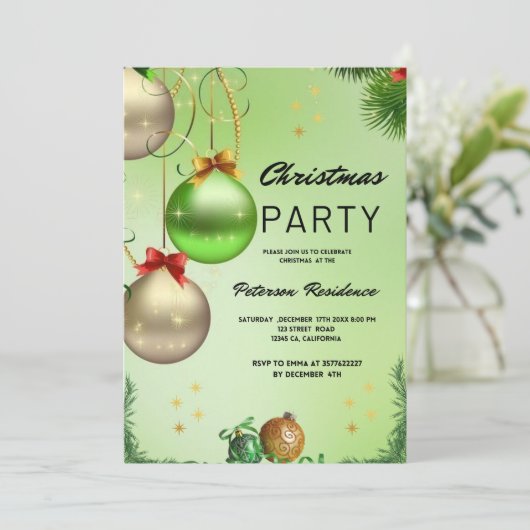 Gouden Sneeuw Pine Groene Kerstmis Kaart (Staand voorkant)