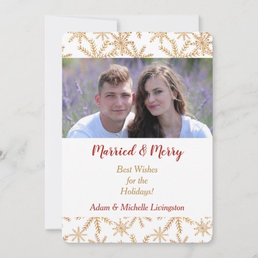 Gouden Sneeuwvlok Kerst Foto Sjabloon (Voorkant)