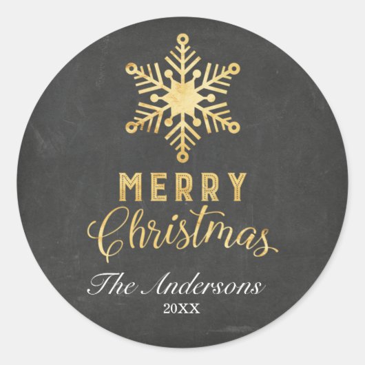 Gouden sneeuwvlok Kerst stickers (Voorkant)