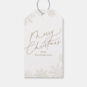 Gouden Sneeuwvlok Kerstvakantie Cadeaulabel (Voorkant)