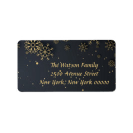 Gouden Sneeuwvlok Vrolijk Kerstmis Adreslabel Etiket