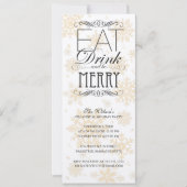 Gouden sneeuwvlokken - Eet Drink en wees vrolijk Kaart (Voorkant)