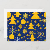 Gouden Sneeuwvlokken en Bomen Festive Kaart (Voorkant / Achterkant)