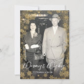 Gouden Sneeuwvlokken Op Maat Gemaakte Foto Kerstmi Feestdagenkaart (Voorkant)