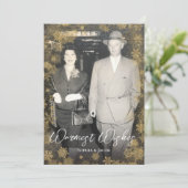 Gouden Sneeuwvlokken Op Maat Gemaakte Foto Kerstmi Feestdagenkaart (Staand voorkant)