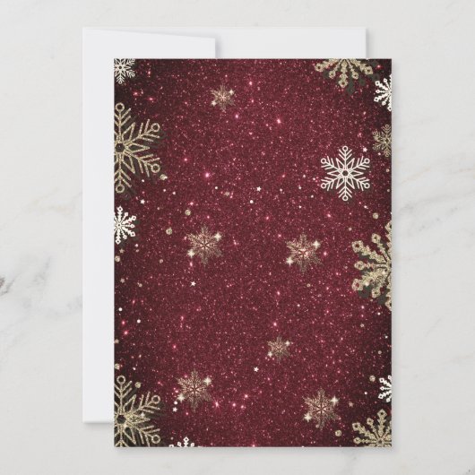 Gouden Sneeuwvlokken, Rode Glitter Ballen Bedrijfs Kaart (Achterkant)