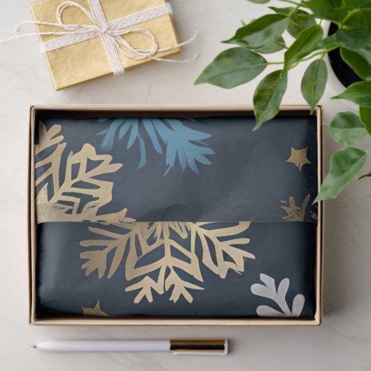 Gouden sneeuwvlokken tissuepapier (Geschenk)