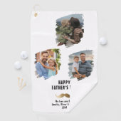 Gouden snor Happy Vaderdag 3 Foto Golfhanddoek (Insitu)