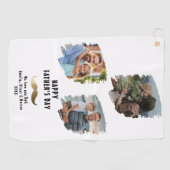 Gouden snor Happy Vaderdag 3 Foto Golfhanddoek (Horizontaal)