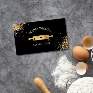 Gouden Social Media Iconen Gebak Chef Rolling Pin Visitekaartje