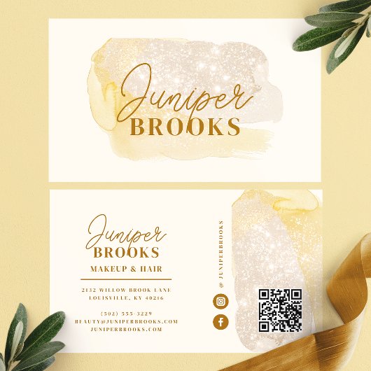 Gouden sociale media QR-code Glitter Visitekaartje