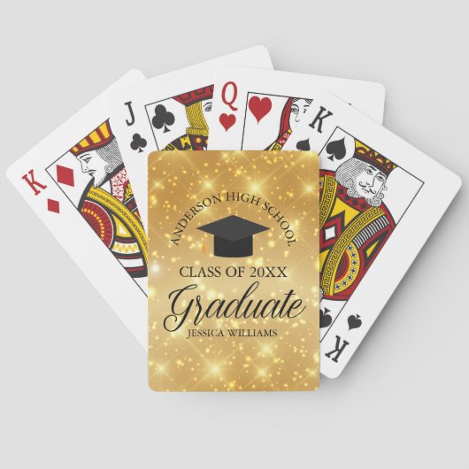 Gouden Sparkle Afstuderen Afstuderen cadeau op maa Pokerkaarten (Achterkant)