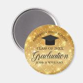 Gouden Sparkle Afstuderen Chic Custom 2024 Keepsak Magneet (Voorkant / Achterkant)