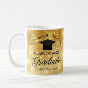 Gouden Sparkle Afstuderen Chique Gepersonaliseerde Koffiemok