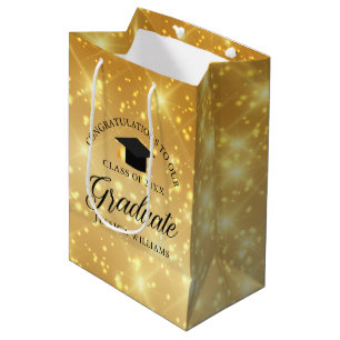 Gouden Sparkle Afstuderen Custom Chic 2025 Afstude Medium Cadeauzakje
