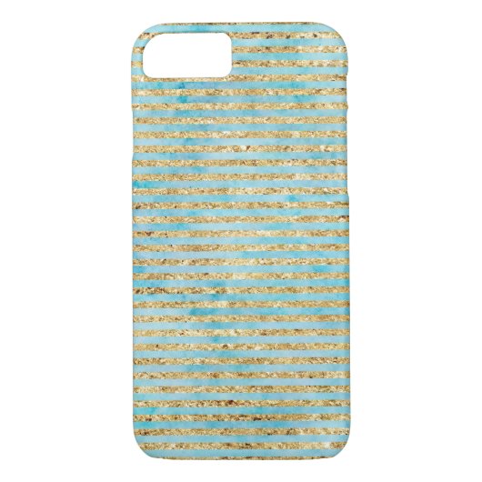 gouden Sparkle Aqua Waterverf Stripes Case-Mate iPhone Case (Achterkant)