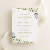 Gouden Sparkle Bloemen Quinceanera Uitnodiging