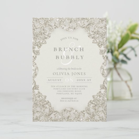 Gouden Sparkle Elegance Brunch en Bubbly Kaart (Staand voorkant)