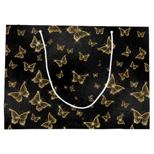 Gouden Sparkle Glam Vlinders Groot Cadeauzakje (Achterkant)