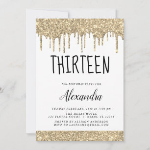 Gouden Sparkle Glitter 13e Dertien Verjaardag Kaart