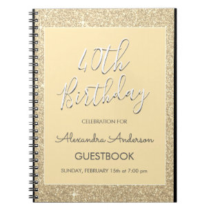 Gouden Sparkle Glitter 40e verjaardag gastenboek Notitieboek