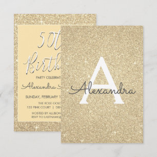 Gouden Sparkle Glitter 50ste Verjaardagsfeestje Kaart