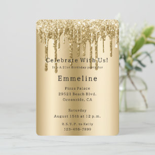 Gouden Sparkle Glitter Drips Verjaardag Kaart