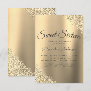 Gouden Sparkle Glitter Lief Zestien Verjaardag Kaart