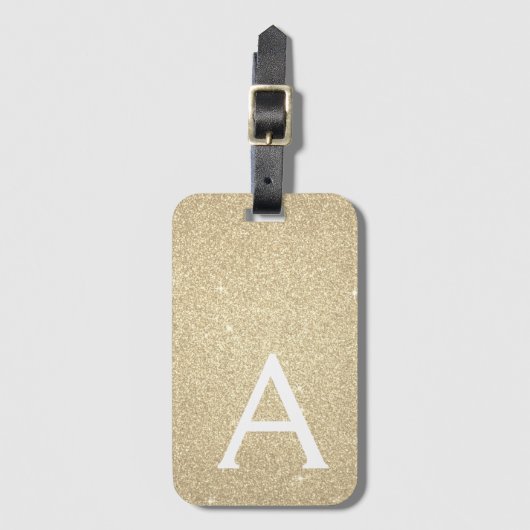 Gouden Sparkle Glitter Monogram Naam Bagagelabel (Voorkant (verticaal))