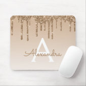 Gouden Sparkle Glitter Monogram Naam Luxe Mousepad Muismat (Met muis)