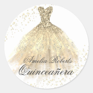 Gouden Sparkle Jurk Quinceanera Sticker