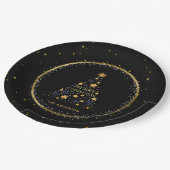 Gouden Sparkle Kerstboom Vakantie Papieren Bordje (Gekanteld)
