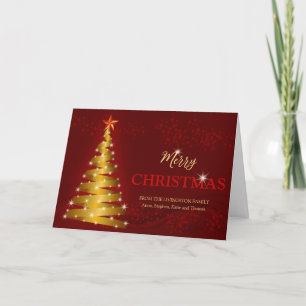 Gouden Sparkle Lint Boom Kerstmis Kaart